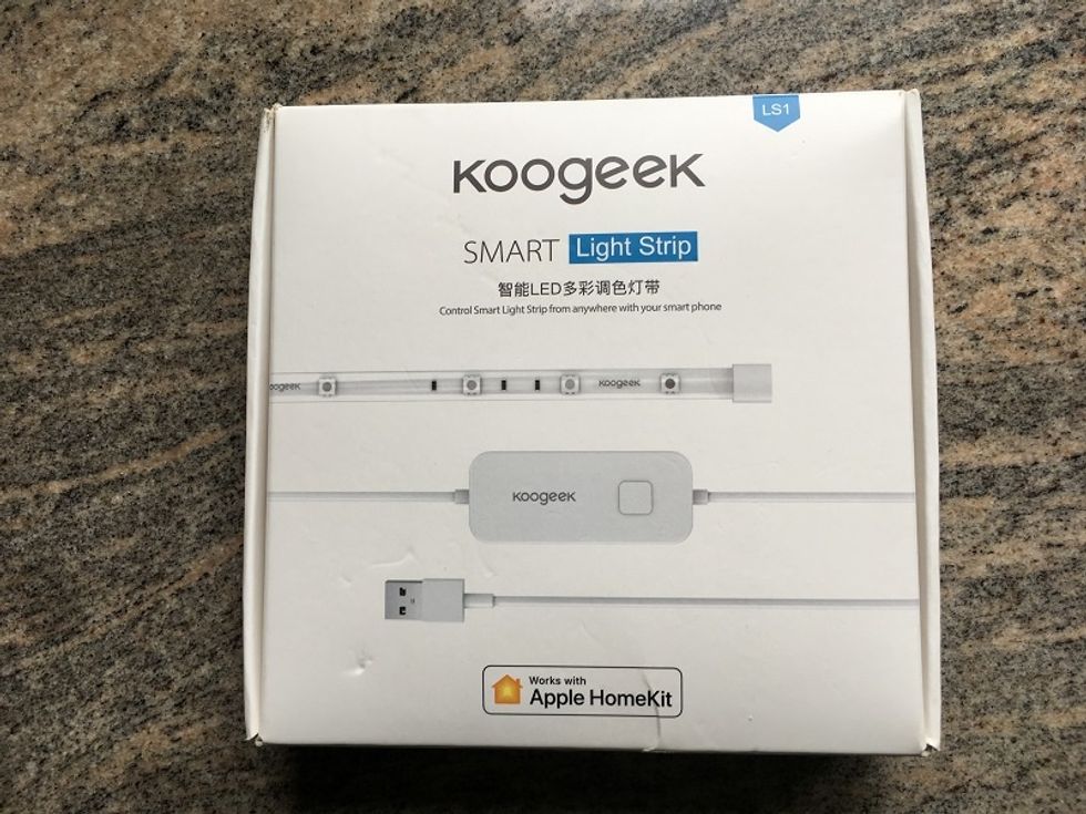 Photo of Koogeek smart light strip on a counter.