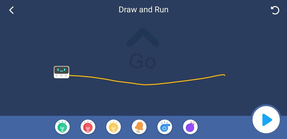 An image of the Codey Rocky Draw and Run program, which lets kids draw a line, which the robot will then follow