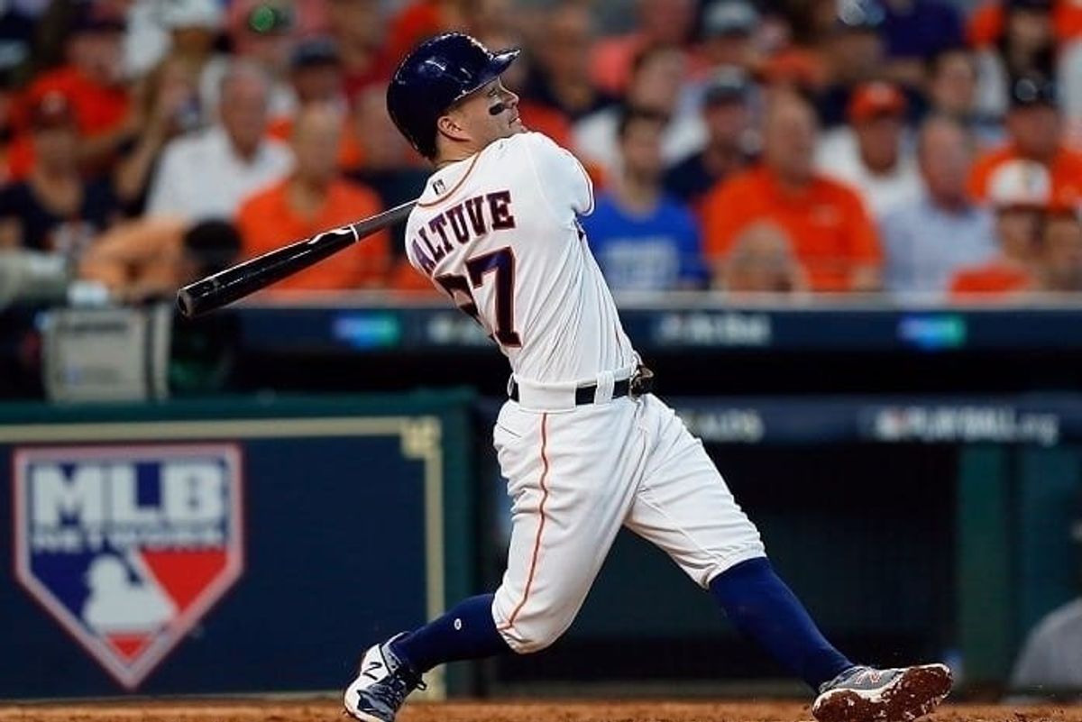 Jose Altuve has a 3 home run game against the Red Sox in game one of the ALDS.