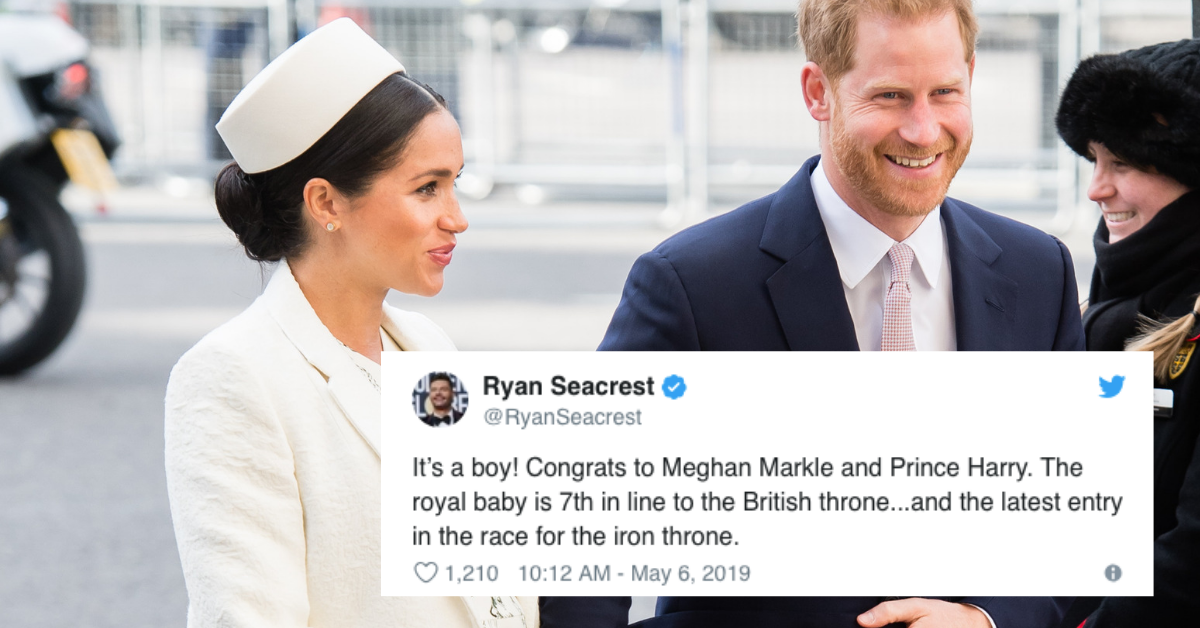 Celebrity Reactions And Jokes Are Flying In After News Of The Birth Of Meghan And Harry's Baby