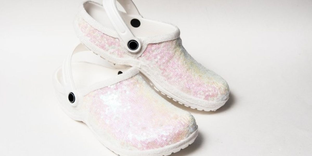 sequin crocs wedding