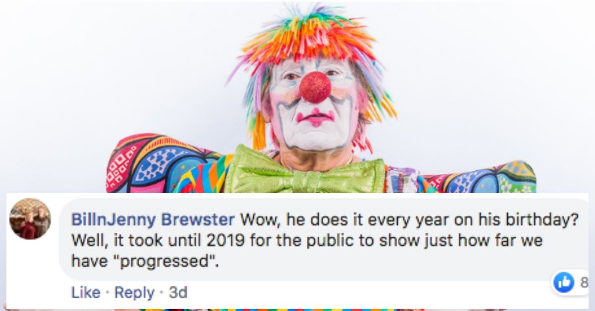 Kindly Man In His Seventies Dresses Up As A Clown For His Birthday—And Winds Up Getting The Cops Called On Him