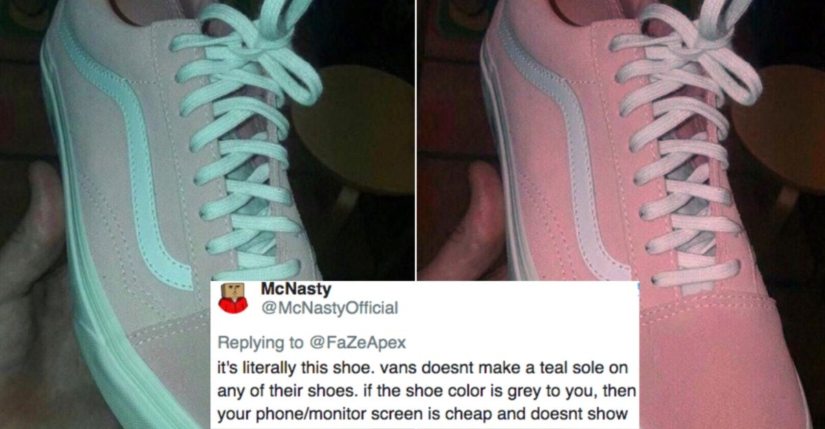 Pink and white or store teal and grey shoe