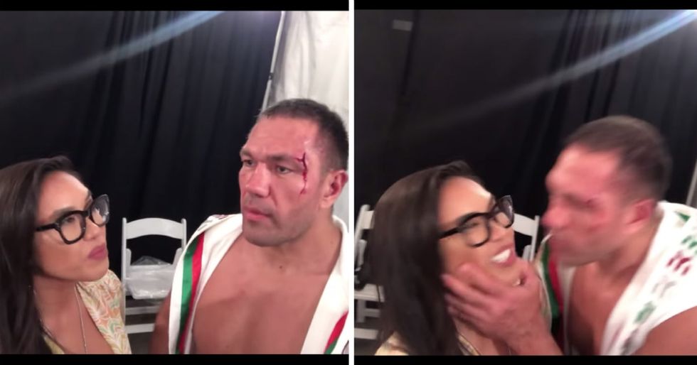 A boxer grabbed a female reporter and kissed her mouth during an interview. It's as bad as it looks.