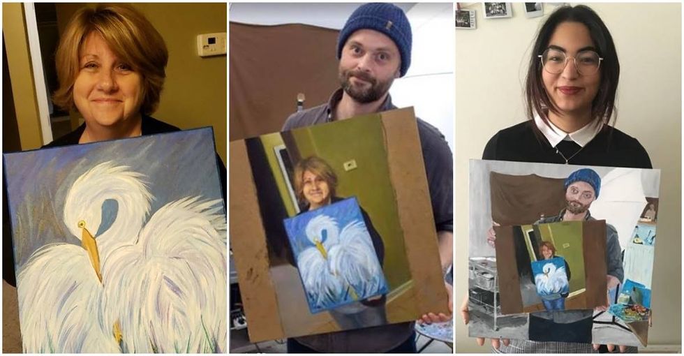 A son posted his nervous mother’s painting online and it set off a chain reaction of creativity