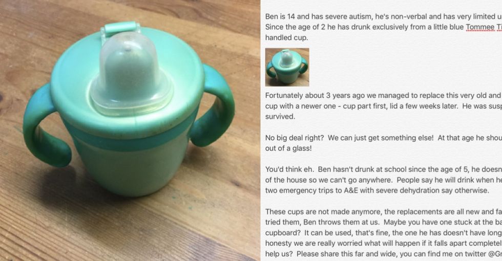 Thousands of people chipped in to help this dad find a new cup for his son with autism.