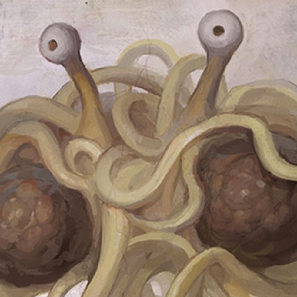 And Lo, On The Eighth Day, God Said, 'Put A Spaghetti Strainer On Ye Olde Noodle.' And It Was Good.
