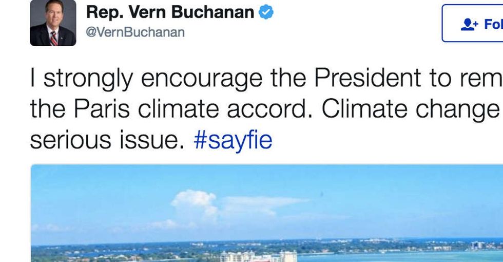 Trump might exit the Paris Agreement. A Republican is begging him not to with a photo.