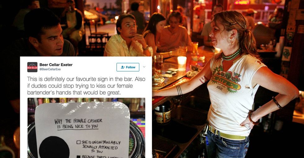 Want to know if that super-cute bartender is flirting with you, bro? Check the sign.