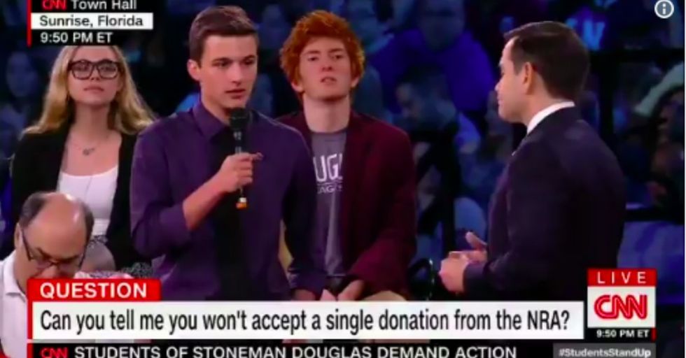 Florida school shooting survivors boldly challenge Rubio on gun control.