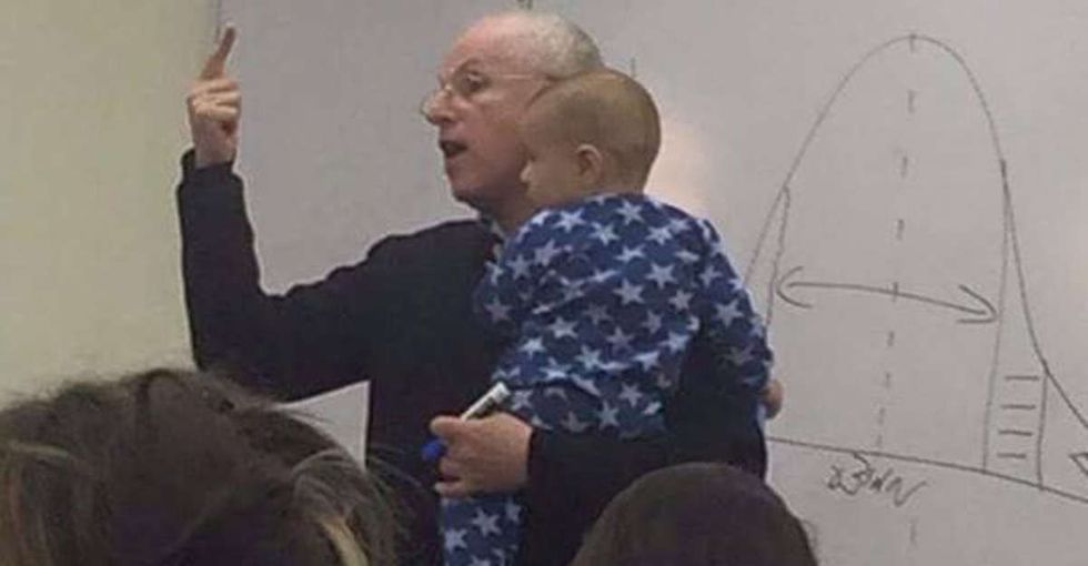 Rather than let his student's baby continue to cry, this professor took matters into his own hands.