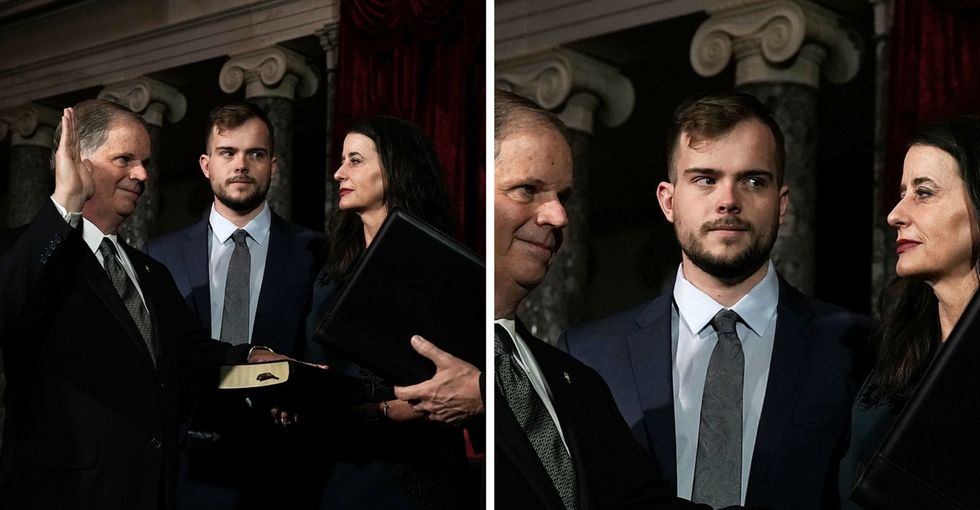 The internet's cracking up over this very telling pic of Doug Jones' son.