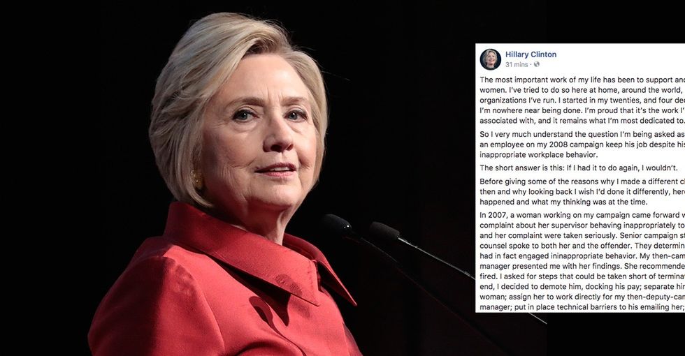 Hillary Clinton responds to controversy over a former campaign employee in a viral post.
