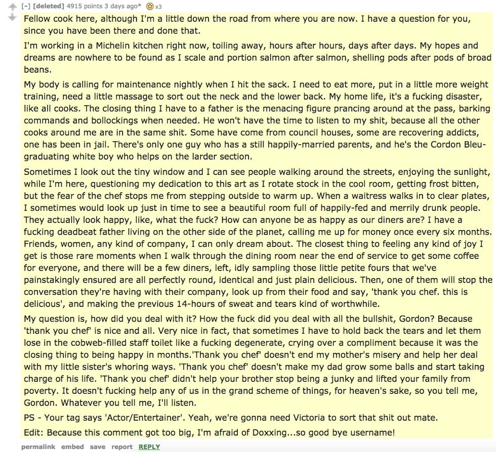 screenshot of Reddit post