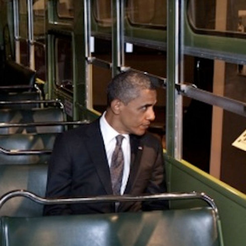 What Is President Obama Thinking About While He Sits On The Rosa Parks Bus?