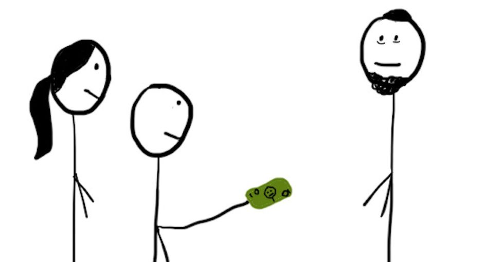 The uncomfortable truth about tipping, explained with stick figures.