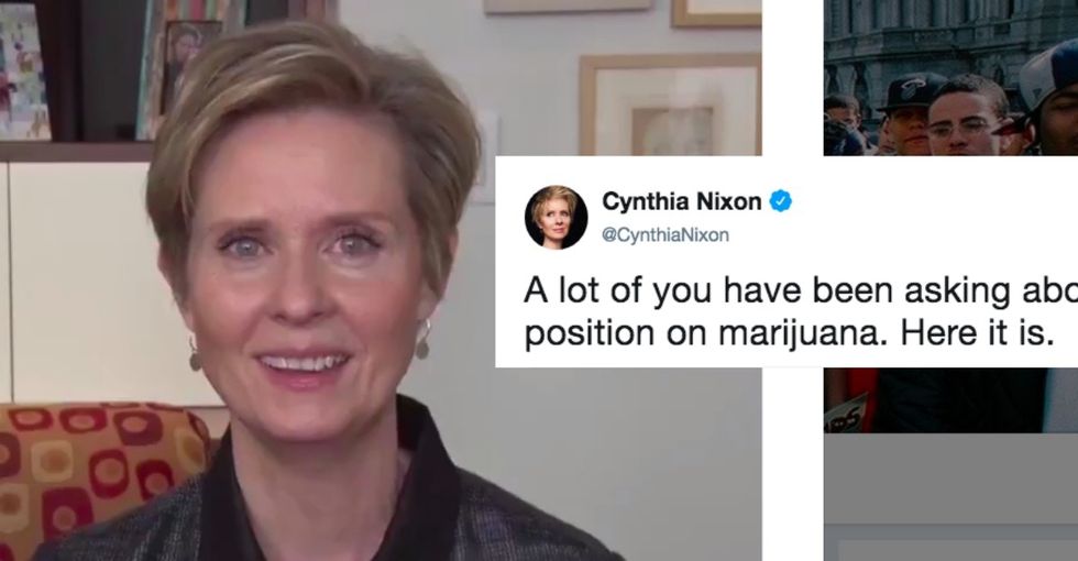 Cynthia Nixon really went there when it comes to white people and weed.