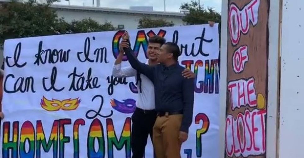 Gay teen breaks down high school barriers by asking football captain to homecoming.