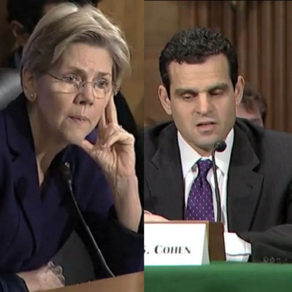 WATCH: Sen. Elizabeth Warren tears government 'experts' a new one over money laundering.