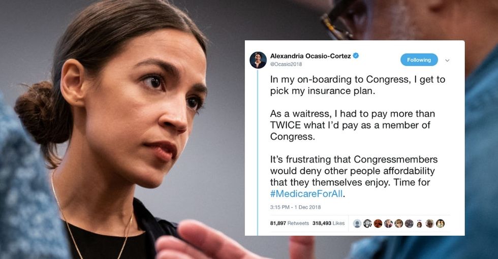 Alexandria Ocasio-Cortez, actual swamp-drainer, blasts what Congress pays for healthcare.