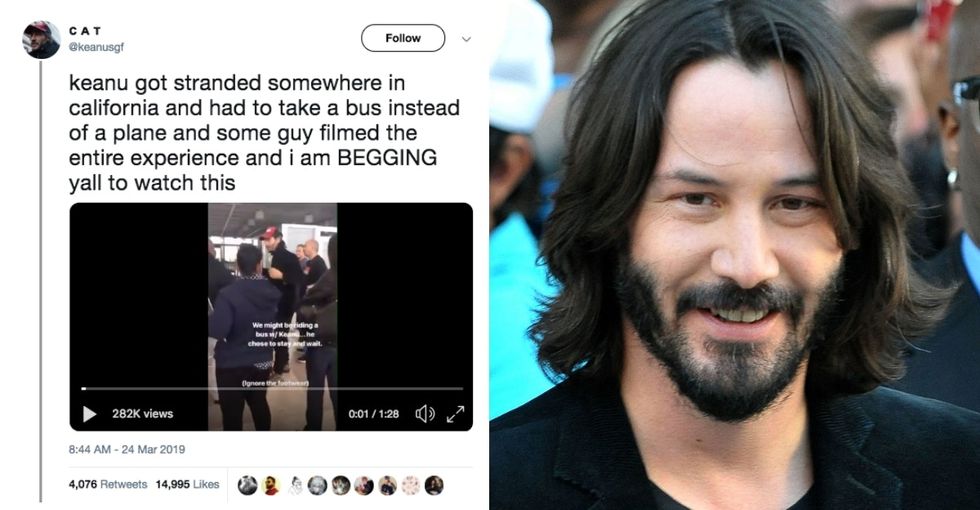 Keanu Reeves went peak Keanu when he and fellow air passengers got stranded in Bakersfield.