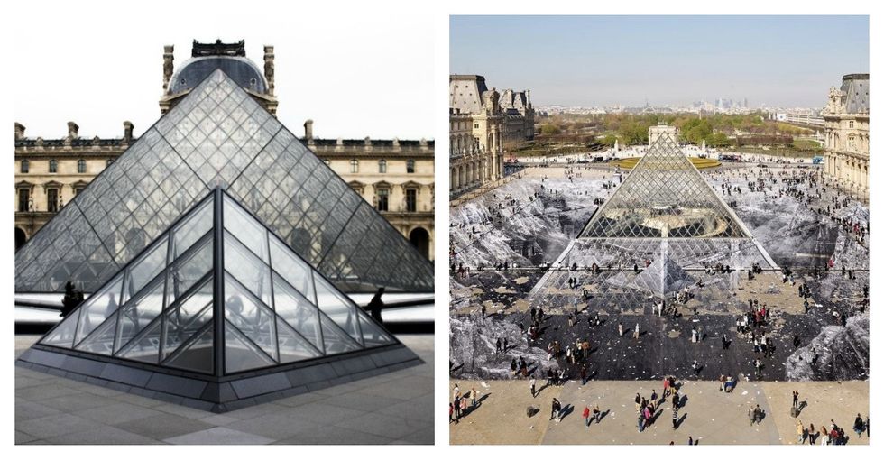 Someone plastered The Louvre with 2,000 sheets of paper and it looks cool AF.