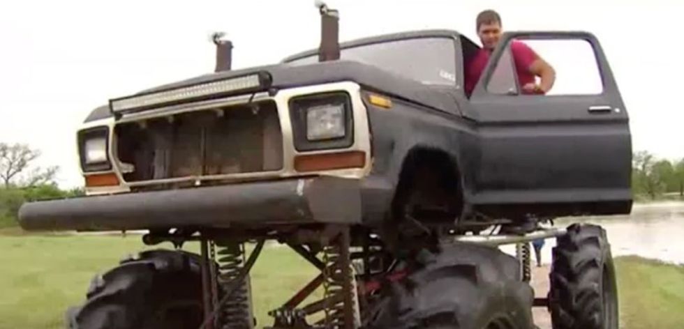 When a flood left people stranded, this man had the perfect rescue vehicle.