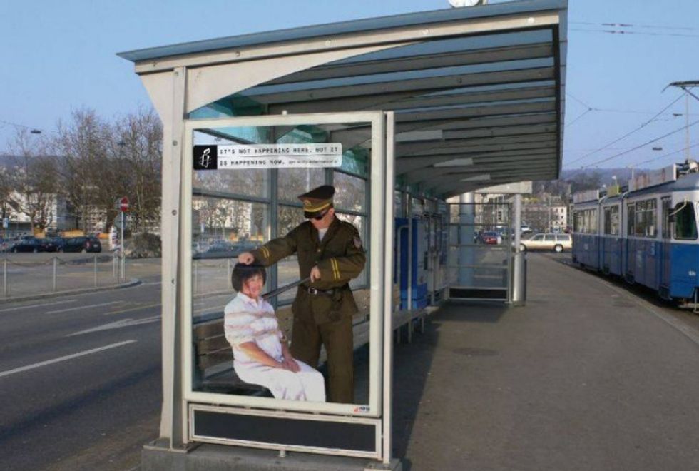I got a bus earlier, and a woman was being tortured right next to me