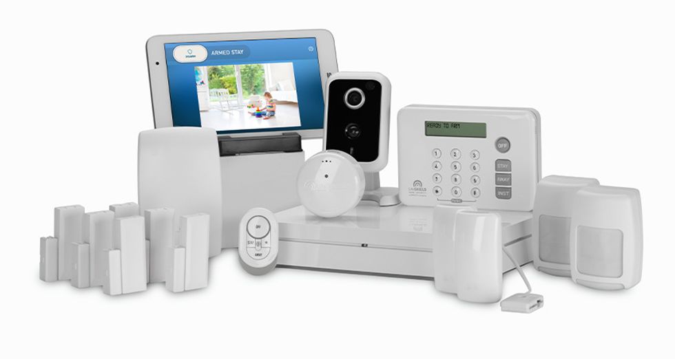 The LifeShield Safeguard system, pictured here, is the most extensive with 12 sensors, an indoor camera and other elements