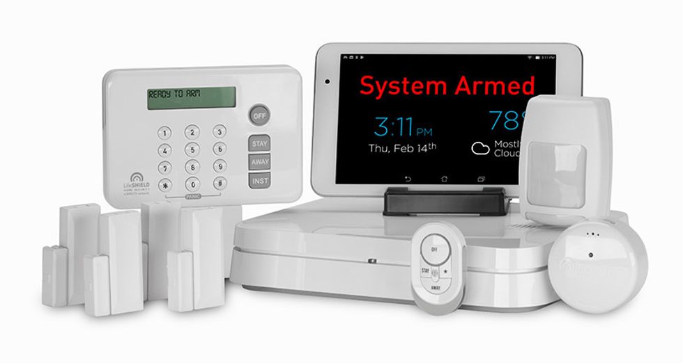 The LIfeShield Sheld system, pictured here, is really designed for a single room or apartment with four sensors, and other elements