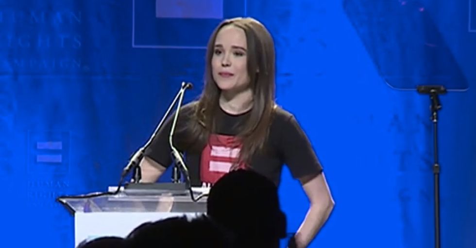 Oscar-nominated actress Ellen Page comes out during inspiring HRC speech.