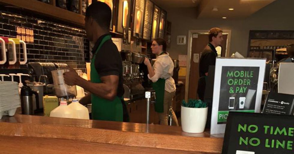 A Starbucks barista gave a note to a deaf man and became a shining example of service.