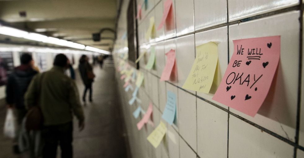11 pics of messages strangers left on New York's subway walls after the election.