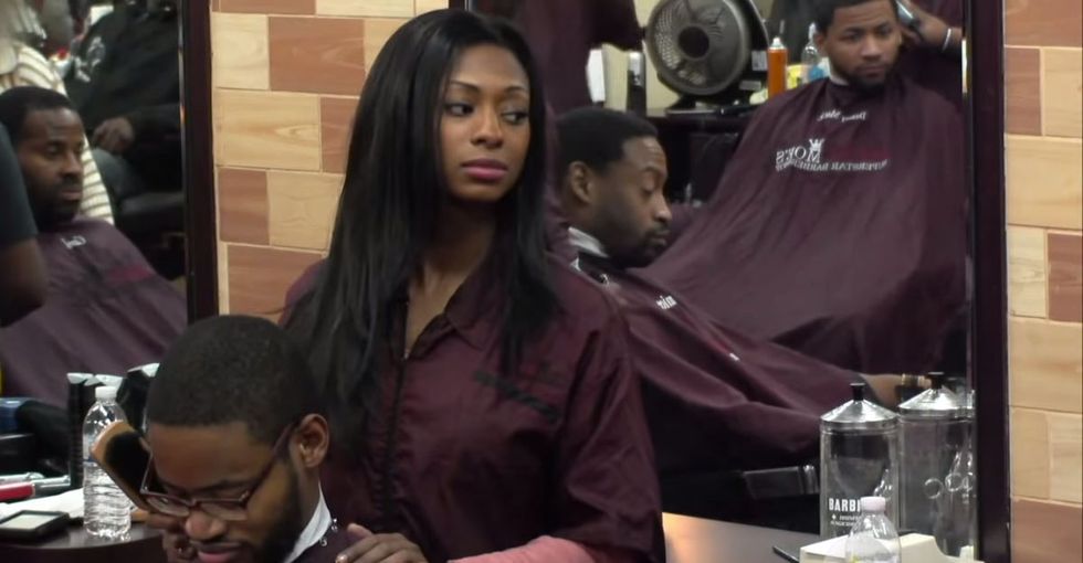 A black man and a white woman walk into a barbershop. Someone has something to say about that.