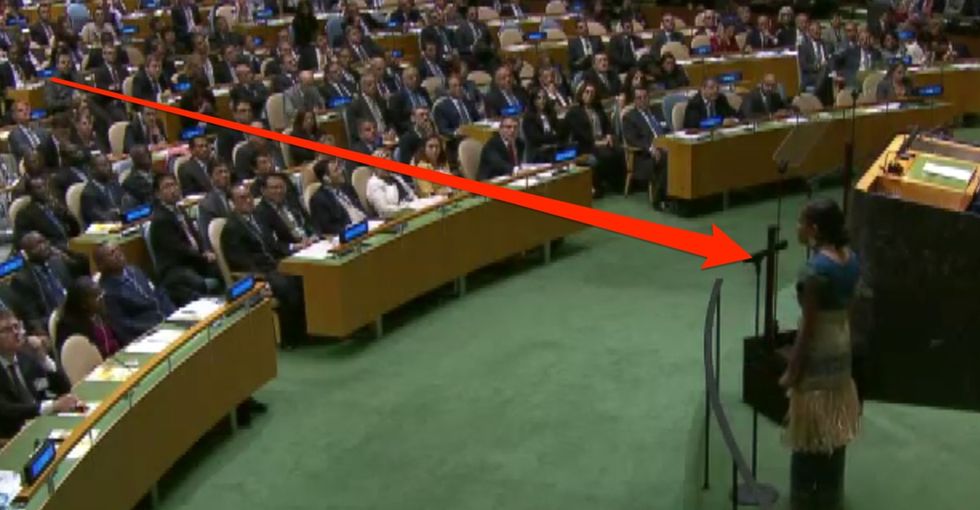 Watch this non-celebrity bring a room full of world leaders to a standing ovation.