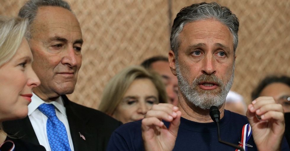 Jon Stewart urges action from Congress in his return to 'The Daily Show.'