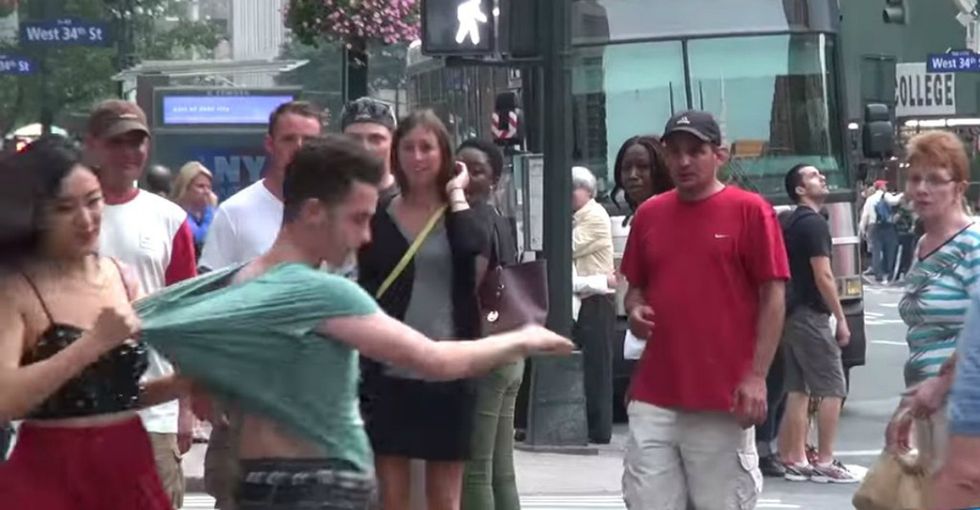 People freak out when he hits her in public. Watch what happens when she hits him.