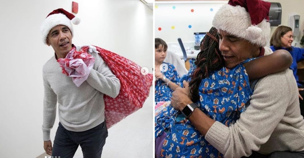Obama playing Santa at this children's hospital is almost too much goodness to handle.