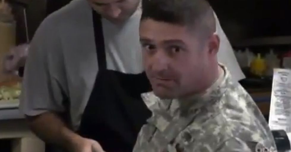 A boy makes anti-Muslim comments in front of an American soldier. The soldier's reply: priceless.