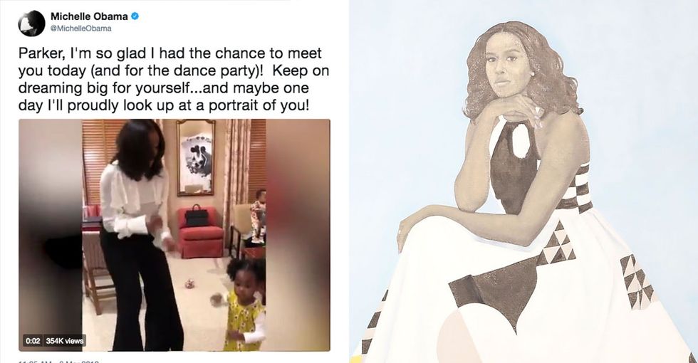 Watch Michelle Obama 'shake it off' with a 2-year-old fan in this adorable video.