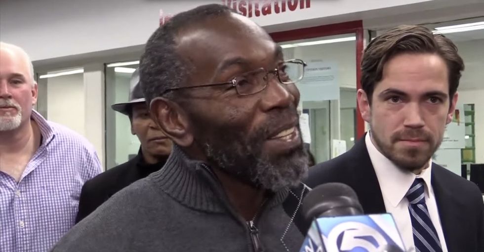 See how a man found innocent of murder reacts after being released from prison after 39 years.