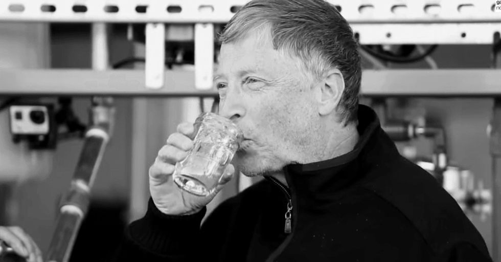 Bill Gates drinks a glass of refreshing water. It wasn't water 5 minutes ago.