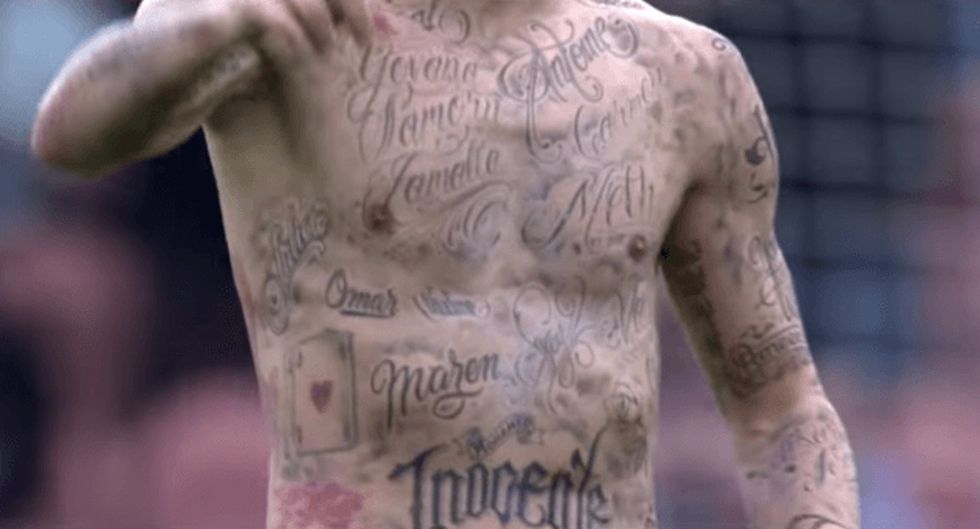 A famous athlete tattooed 50 names on his body for a sad reason. Showing them got him suspended.