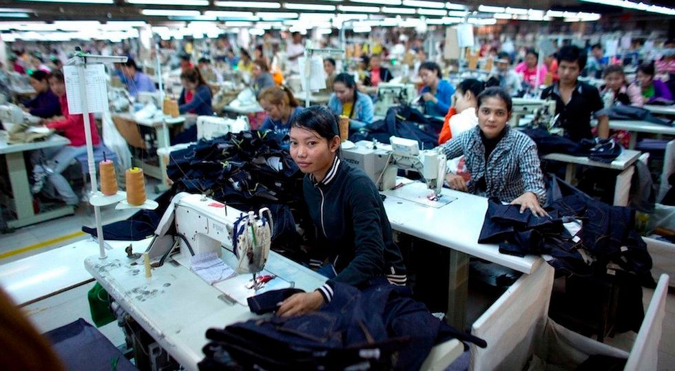 A look inside a Cambodian garment factory. There's a pretty sweet