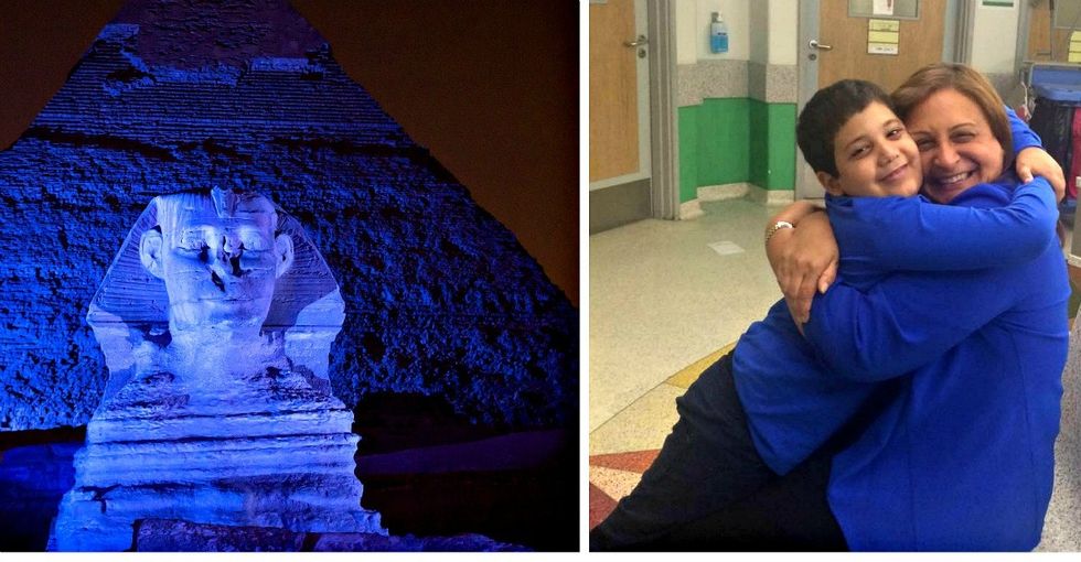 Every April, Egypt's great monuments turn blue. This woman's hard work is why.