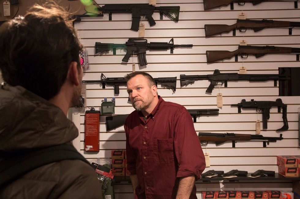 A man walks into a gun store and is 'blindsided' by what he reads on the price tag.