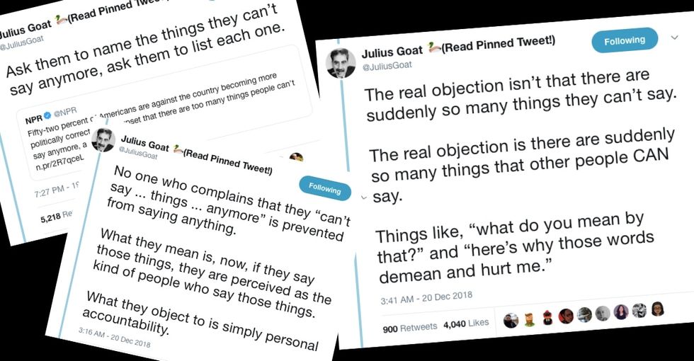 This viral thread on what people can and can't say due to 'political correctness' is gold.