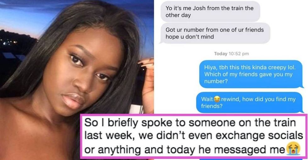 Woman's creepy texts from a total stranger show the dangers of being female in public.