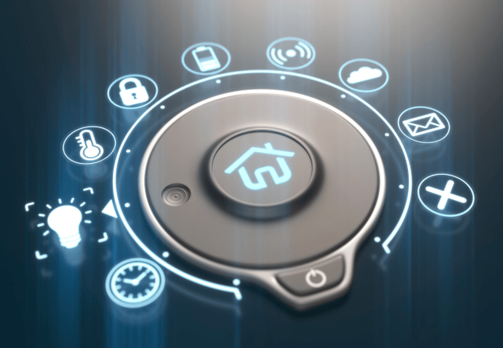 An image of a smart home solution, including controls for sensors