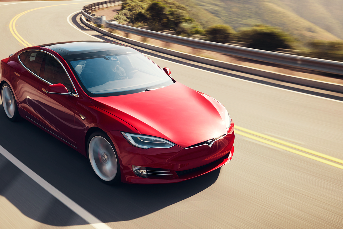 Photo of a red Tesla Model S